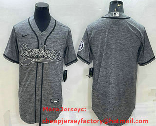 Men's Dallas Cowboys Blank Grey Gridiron Cool Base Stitched Baseball Jersey