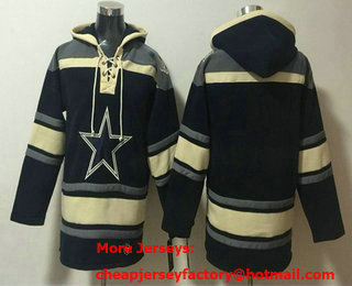 Men's Dallas Cowboys Blank Navy Ageless Must Have Lace Up Pullover Hoodie
