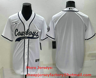 Men's Dallas Cowboys Blank White Stitched Cool Base Nike Baseball Jersey