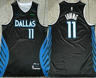 Men's Dallas Mavericks #11 Kyrie Irving Black City Sponsor Swingman Jersey