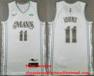 Men's Dallas Mavericks #11 Kyrie Irving White 2024 City Edition Sponsor Stitched Jersey
