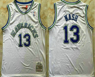Men's Dallas Mavericks #13 Steve Nash White Swingman Throwback Jersey