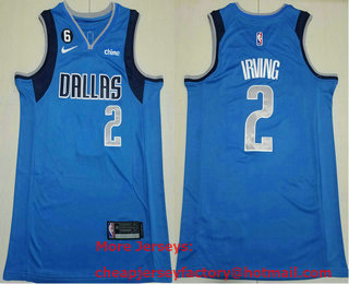 Men's Dallas Mavericks #2 Kyrie Irving Blue 6 Patch Icon Sponsor Swingman Jersey