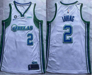 Men's Dallas Mavericks #2 Kyrie Irving White With 6 Patch Nike  2022 City Edition Swingman Stitched Jersey