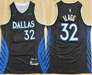 Men's Dallas Mavericks #32 Cooper Flagg Black City Sponsor Swingman Jersey