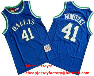 Men's Dallas Mavericks #41 Dirk Nowitzki Blue 1998 Throwback Swingman Jersey