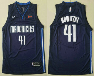 Men's Dallas Mavericks #41 Dirk Nowitzki NEW Navy Blue 2020 NBA Swingman 5miles Stitched NBA Jersey