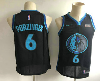 Men's Dallas Mavericks #6 Kristaps Porzingis New Black 2019 City Edition NBA Swingman 5miles Stitched NBA Jersey