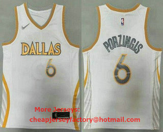Men's Dallas Mavericks #6 Kristaps Porzingis White 2021 Nike City Edition Swingman Jersey