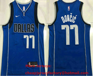 Men's Dallas Mavericks #77 Luka Doncic Light Blue 2020 NBA AU Stitched Jersey