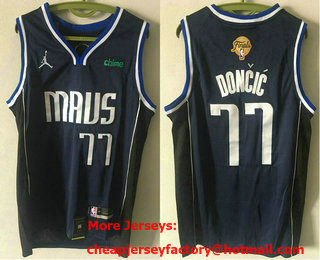 Men's Dallas Mavericks #77 Luka Doncic Navy 2024 Finals Patch Statement Icon Sponsor Swingman Jersey