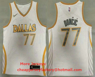 Men's Dallas Mavericks #77 Luka Doncic White 2021 Nike City Edition Swingman Jersey