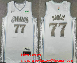 Men's Dallas Mavericks #77 Luka Doncic White 2024 City Edition Sponsor Stitched Jersey