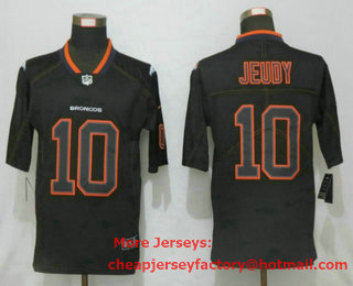 Men's Denver Broncos #10 Jerry Jeudy 2020 Black Lights Out Color Rush Stitched NFL Nike Limited Jersey