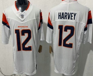 Men's Denver Broncos #12 Rj Harvey Limited White FUSE Vapor Jersey