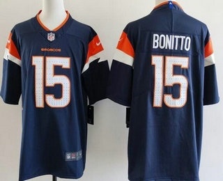 Men's Denver Broncos #15 Nik Bonitto Limited Navy Vapor Jersey