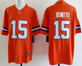 Men's Denver Broncos #15 Nik Bonitto Limited Orange Throwback Vapor Jersey
