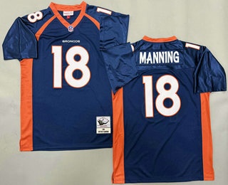 Men's Denver Broncos #18 Peyton Manning Navy 2015 Throwback Jersey