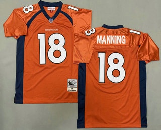 Men's Denver Broncos #18 Peyton Manning Orange 2015 Throwback Jersey