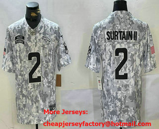 Men's Denver Broncos #2 Patrick Surtain II Arctic Camo 2024 FUSE Salute to Service Limited Stitched Jersey