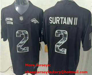 Men's Denver Broncos #2 Patrick Surtain II Limited Black FUSE 2026 Salute To Service Jersey