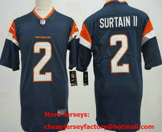 Men's Denver Broncos #2 Patrick Surtain II Limited Blue 2024 Vapor Jersey
