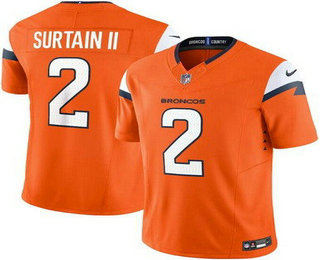 Men's Denver Broncos #2 Patrick Surtain II Limited Orange FUSE Vapor Jersey