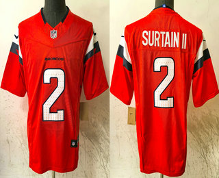 Men's Denver Broncos #2 Patrick Surtain II Limited Orange FUSE Vapor Jersey