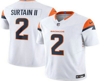 Men's Denver Broncos #2 Patrick Surtain II Limited White FUSE Vapor Jersey