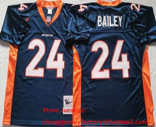 Men's Denver Broncos #24 Champ Bailey Navy Throwback Jersey