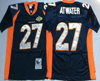 Men's Denver Broncos #27 Steve Atwater Navy Blue Throwback Jersey by Mitchell & Ness