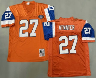 Men's Denver Broncos #27 Steve Atwater Orange with 75TH Patch Throwback Jersey