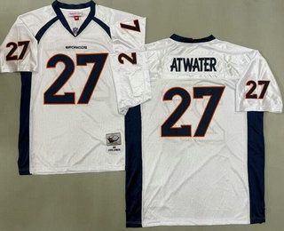 Men's Denver Broncos #27 Steve Atwater White Throwback Jersey