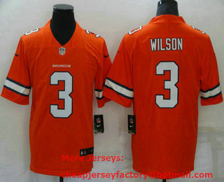 Men's Denver Broncos #3 Russell Wilson Orange 2022 Color Rush Stitched NFL Nike Limited Jersey