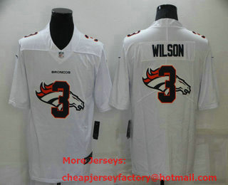 Men's Denver Broncos #3 Russell Wilson White 2020 Shadow Logo Vapor Untouchable Stitched NFL Nike Limited Jersey