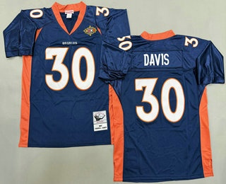 Men's Denver Broncos #30 Terrell Davis Navy 1997 XXXII Super Bowl Throwback Jersey