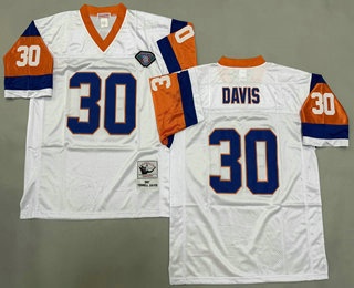Men's Denver Broncos #30 Terrell Davis White 75th Throwback Jersey