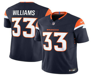Men's Denver Broncos #33 Javonte Williams Navy 2024 FUSE Alternate Vapor Limited Stitched Football Jersey