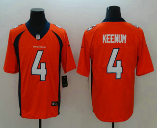 Men's Denver Broncos #4 Case Keenum Orange 2017 Vapor Untouchable Stitched NFL Nike Limited Jersey