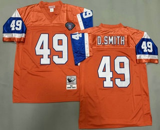 Men's Denver Broncos #49 Dennis Smith Orange 75TH Throwback Jersey