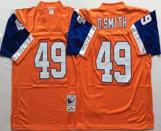 Men's Denver Broncos #49 Dennis Smith Orange 75TH Throwback Jersey by Mitchell & Ness