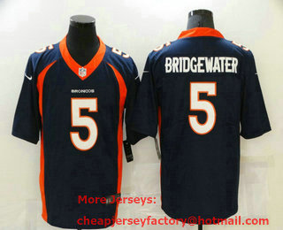 Men's Denver Broncos #5 Teddy Bridgewater Navy Blue 2021 Vapor Untouchable Stitched NFL Nike Limited Jersey