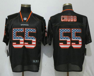Men's Denver Broncos #55 Bradley Chubb Black USA Flag Fashion Stitched NFL Nike Elite Jersey