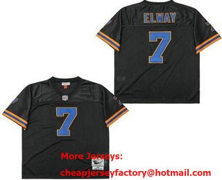 Men's Denver Broncos #7 John Elway Black 1990 Throwback Jersey