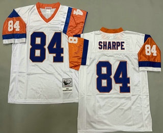 Men's Denver Broncos #84 Shannon Sharpe White 75th Throwback Jersey