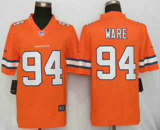 Men's Denver Broncos #94 DeMarcus Ware Orange 2016 Color Rush Stitched NFL Nike Limited Jersey