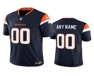 Men's Denver Broncos Active Player Custom Navy 2024 FUSE Alternate Vapor Limited Stitched Football Jersey