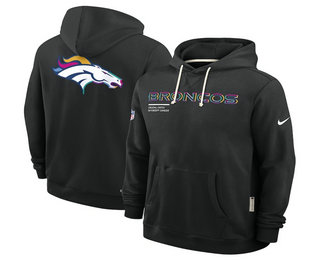 Men's Denver Broncos Black 2025 Crucial Catch Club Pullover Hoodie