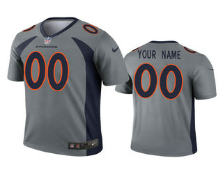 Men's Denver Broncos Custom Gray Inverted Legend Jersey