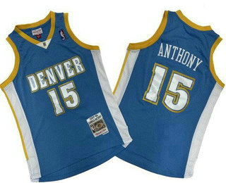 Men's Denver Nuggets #15 Carmelo Anthony Light Blue 2003 Throwback Swingman Jersey